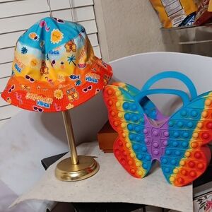 Colorful Summer Vibes Bucket Hat and Rainbow Butterfly Bag